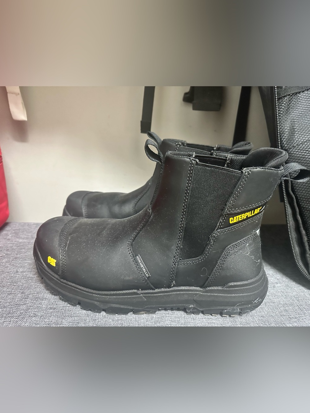 Caterpillar Black Slip-On Work Chelsea Boots